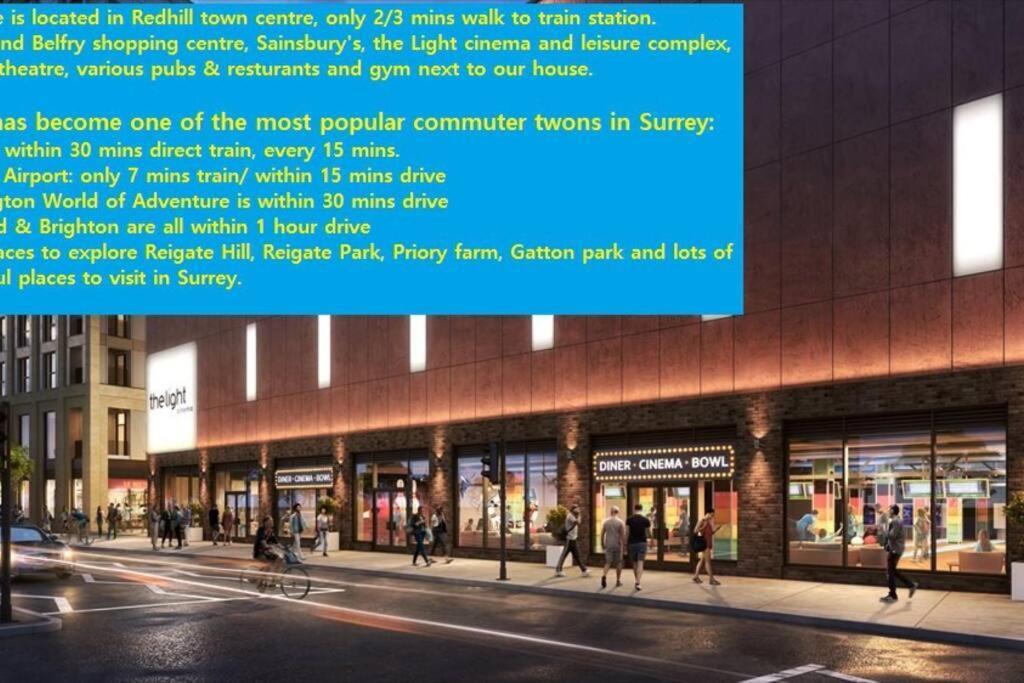 Redhill Town Centre 3 Bed House Near Gatwick Airport, Easy Commute To London Apartment Luaran gambar
